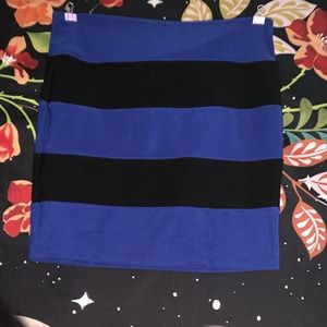 Forever 21 Blue and Black Striped Mini Skirt Size L OK condition